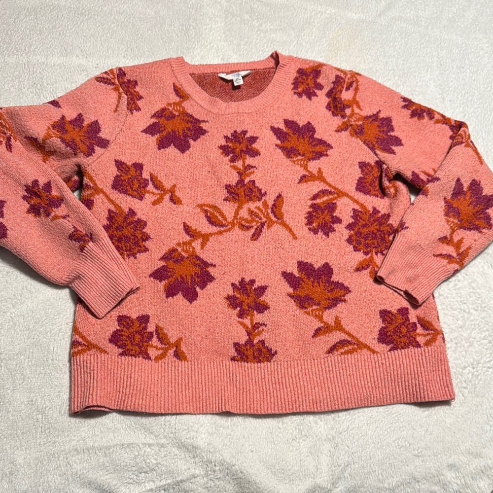 Floral Pink and Purple Sweater